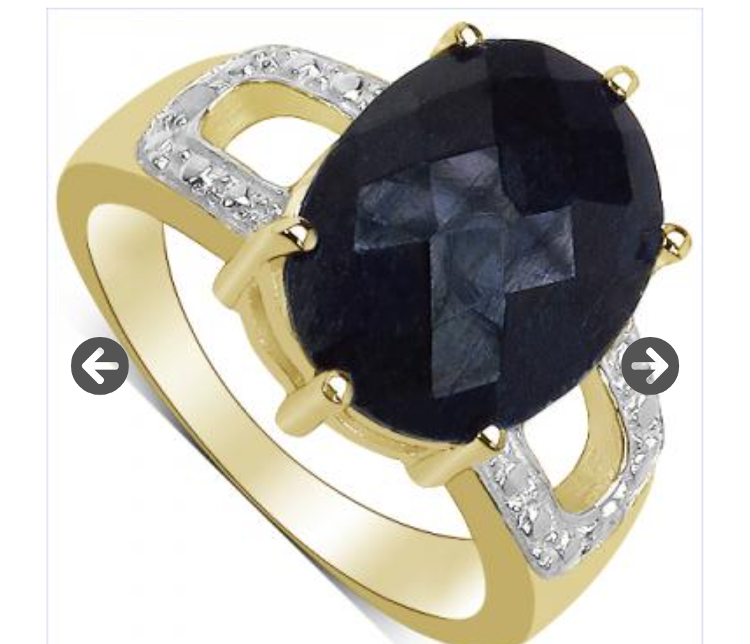 Gorgeous Womens 14K Yellow Gold Over Solid Sterling Silver Diamonds and 7.5 CTW Sapphire Size 7 Designer Ring