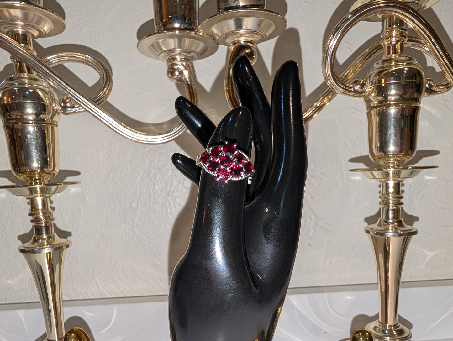 Captivating Womens 2.88 CTW Garnet Sterling Silver Size 7 Designer Ring